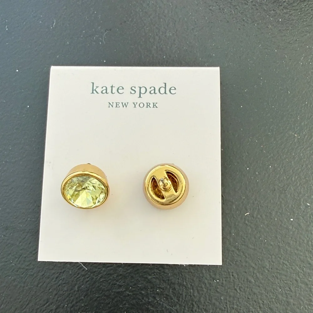 Kate Spade NY NEW CRYSTAL CHAMPAGNE GOLD bezel faceted SIMPLE Stud Crystal